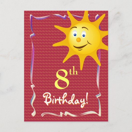 Jolie carte postale Anniversaire avec soleil migno (Devant)