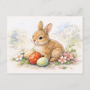 Jolie carte postale aquarelle du lapin de Pâques