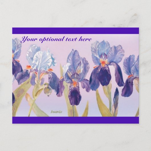 Jolie Carte Postale Aquarelle Iris (Devant)