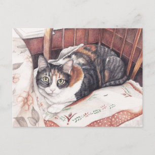 Jolie carte postale Calico Cat Art