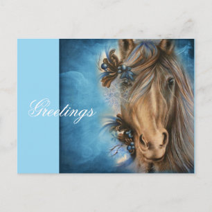 Jolie carte postale Cheval Bleu