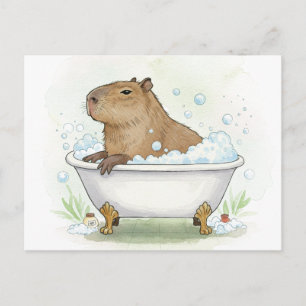 Jolie carte postale de capybara Bubbles au bain
