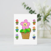 Jolie carte postale de fleurs en pot Rosy Posy (Debout devant)
