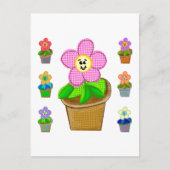 Jolie carte postale de fleurs en pot Rosy Posy (Devant)
