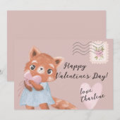 Jolie carte postale de la Saint-Valentin avec pand (Devant / Derrière)