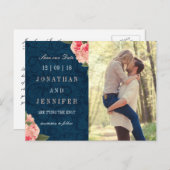 Jolie carte postale de sauvegarde de date Navy et  (Devant / Derrière)