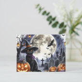 Jolie carte postale d'Halloween de chat noir (Debout devant)