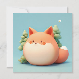 Jolie carte postale du renard roux en argile 3D da