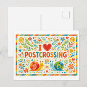 Jolie carte postale "J'adore Postcrossing" (Devant / Derrière)