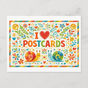 Jolie carte postale "J'aime les cartes postales"