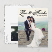 Jolie carte postale noire de Merci de mariage de (Devant / Derrière)