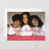 Jolie carte postale photo d'anniversaire rose (Devant / Derrière)