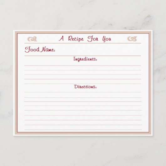 Jolie carte postale Recette (Devant)