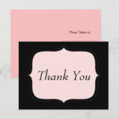 Jolie carte postale rose et noire de remerciement (Devant / Derrière)