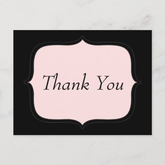 Jolie carte postale rose et noire de remerciement (Devant)