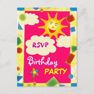 Jolie carte postale RSVP - FÊTE D'ANNIVERSAIRE