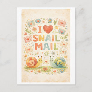 Jolie carte postale vintage "J'adore le courrier p