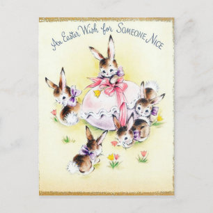 Jolie carte postale vintage Pâques Bunnies Vacance