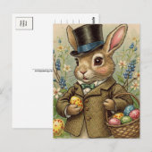 Jolie carte postale vintage rétro lapin de Pâques (Devant / Derrière)
