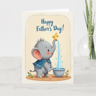 Jolie carte pour la fête des pères, bébé éléphant