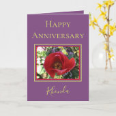 Jolie carte rouge de la femme à l'anniversaire (Fleur jaune)