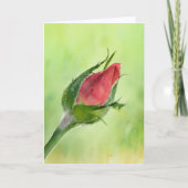 Jolie carte rouge Rose Boud Floral Art Note (Devant)