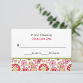 Jolie carte RSVP de mariage Paisley (Debout devant)
