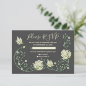 Jolie carte rsvp fleurs Art nouveau (Debout devant)