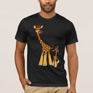 Jolie Cartoon Père Giraffe et T-shirt de veau