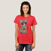 Jolie Cartoon Raccoon Jouer Banjo Femme T-Shirt (Devant entier)
