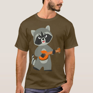 Jolie Cartoon Raccoon Jouer Banjo T-Shirt
