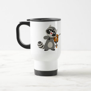 Jolie Cartoon Raccoon Jouer Violon Commuter Mug