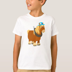 Jolie Cartoon Trait Breton Cheval Enfants T-shirt