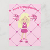 Jolie Cheerleader Blonde Carte Anniversaire Fille  (Devant)