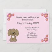 Jolie chiot 1er anniversaire Invitation pour les f (Devant)