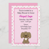 Jolie chiot bébé fille douche Invitation (Devant / Derrière)