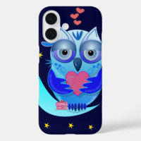 Jolie chouette de dessin animé en coque amoureux