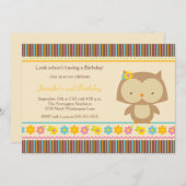 Jolie chouette tropicale filles invitation fête d' (Devant / Derrière)