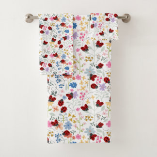 Jolie coccinelle fleurs sauvages monogramme floral