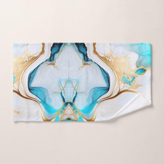 Jolie conception de Marbre blanc d'or bleu (Serviette à main)