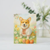 Jolie Corgi Ukraine Joyeuses Pâques Œufs Carte Pos (Debout devant)