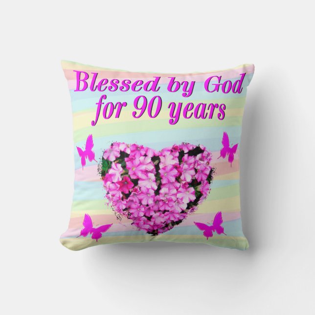 JOLIE COUSSIN FLORAL ROSE 90ÈME ANNIVERSAIRE (Recto)