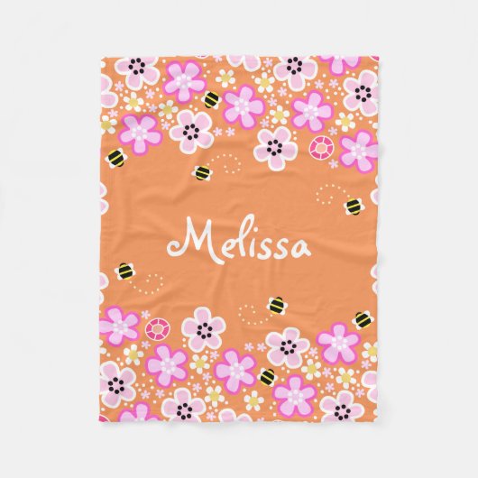 Jolie couverture fleurie et blanc d'abeilles (Devant)