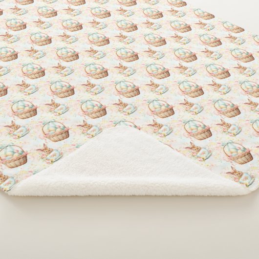 Jolie couverture Sherpa lapin de Pâques (3/4)