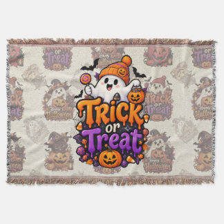 Jolie couverture tissée Halloween avec fantôme pou