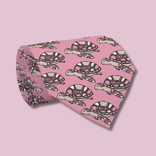 Jolie cravate rose tortue de mer