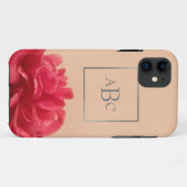 Jolie crème rose Monogramme Floral Coque initial-M (Dos (Horizontal))