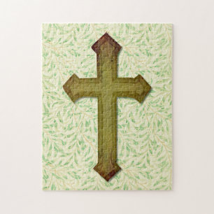 Jolie croix de foi verte Puzzle