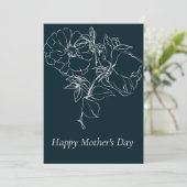 Jolie croquis bleu foncé Florals Carte de fête des (Debout devant)