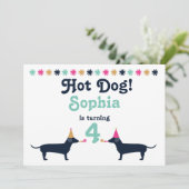 Jolie Dachshund Wiener Dog Invitation Anniversaire (Debout devant)